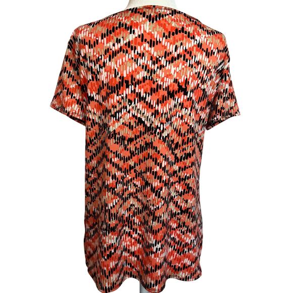 Notations Geometric Print Short Sleeve Blouse Women’s Medium Stretch - Picture 2 of 6